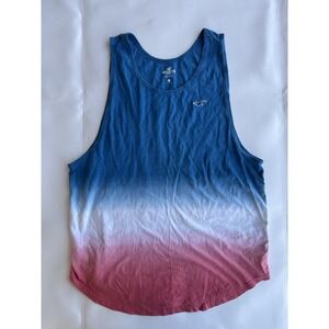 Hollister California Men's Red White Blue USA Ombré Tank Top Small Beach Surf